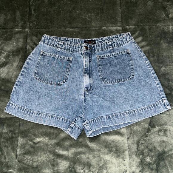 Vintage American Eagle Outfitters Denim Shorts Womens 6 Blue Front Patch Pockets - Picture 1 of 7